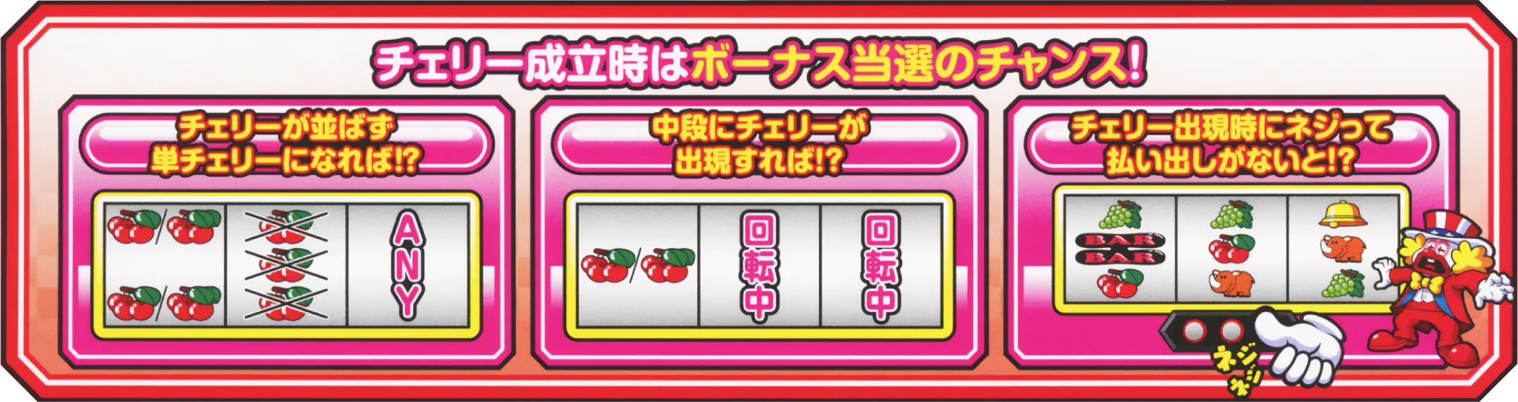 チェリー成立時はボーナス当選のチャンス！